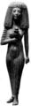 34. Ханонтон. Деревянная фигурка, XIX династия. Египетский музей, Каир. Знатная женщина с высоким париком, одета в каласирис из мягкой шелковой ткани