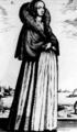 264. Жена французского мещанина. 1649 г. На женщине поверх юбки и фартука надет короткий плащ с пелериной, украшенной коротким меховым воротником.