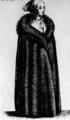 268. Ирландская дама. 1649 г. Выходная одежда ирландской дамы состояла из белого чепца, полностью закрывающего волосы, и плаща с широким меховым воротником.