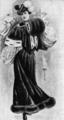 477. «Зэ Лейдиз Филд» (The Ladies'Field}, 1903г. Дамская спортивная одежда еще мало чем отличается от светского платья. Костюм оторочен мехом, рукава кружевные, туалет дополняет шляпа, украшенная перьями; только юбка несколько короче.