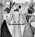 729. «Ле Рир» (Le Rire), 1896 г. Мужчина на рубеже столетия. Широкие рукава дамских платьев были часто объектом карикатур. В 90-е годы снова в моду вошли рукава присборенные и так наз. ветчинные 