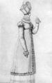 736. «Костюм паризьен» (Costumes parisiens), 1814 г. Платье, украшенное кружевом.