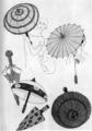 785. «Вог» (Vogue), 1928 г. Солнечные зонтики тридцатых годов имеют различную форму и узор. Справа вверху — солнечный зонтик китайского типа. У солнечных зонтиков делается ручка с утолщенной рукоятью.