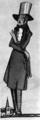 834. Иллюстрация Ловата Фразера из книги Уолтера дела Map «Павлиний пирог» (Peacock Pie), 1924 г. Карикатура на сюртук, цилиндр и брюки с рисунком.