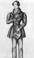 852. «Мод дом» (Modesd'homme), 1828 г. Пиджак «сак» 20-х годов прошлого столетия притален в поясе и расширен в боках. Рукава от плеча тоже расширены. 


