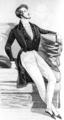 854. «Альгемайне Моденцайтунг», 1836г. Полы фрака делаются на подкладке из шелкового муара; из того же материала шьется и жилет. Мужчины носят бакенбарды и усики. 