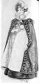 943. «Дойче Моден цайтунг», 1823 г. Все новые вариации модных форм демонстрируются на пелерине; в данном случае это округлый поднятый воротник и фантастическое решение покроя плеча.

