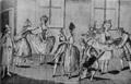 895. Сатира на юбки bouffante. Гравюра на меди, около 1785 года. Карикатура высмеивает юбки на каркасах и корсет.

